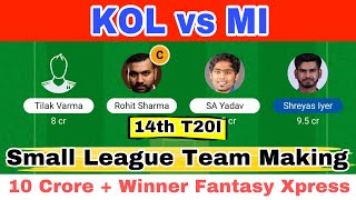 KOL vs MI Dream11 Team Prediction | KKR vs MI Dream11 Team Today | Kolkata vs Mumbai IPL | KKR vs MI