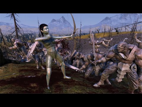 300 ELVEN HUNTRESS VS 25,000 ORCS - Ultimate Epic Battle Simulator UEBS