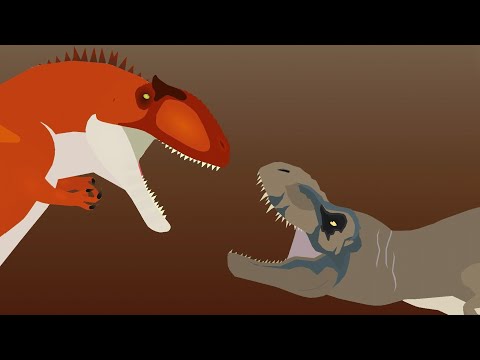 Giganotosaurus vs Tyrannosaurus rex Stick Fight /Animation