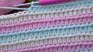 Very Easy Crochet Blanket 👌 Only Two Row Repeat ✨️ Beginner Friendly Pattern
