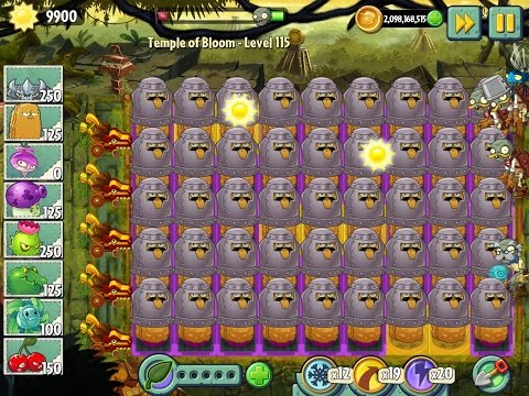 Plants vs Zombies 2 Epic Hack : Temple of Bloom - Level 115 Great Wall of Tallnut
