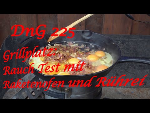 DnG 225 - Barbecue area: Smoke test with rocket stove and scrambled eggs