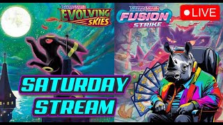 LIVE! Ripping Evo Skies & Fusion Strike Boosters & Card Giveaways #pokemon #pokemontcg #unboxing