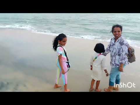 Swasthika and Sanvika at Alleppey beach, Kerala