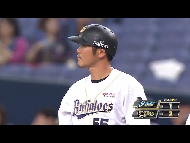 【4回裏】バファローズ・T-岡田勝ち越しタイムリー!! ファイターズ・斎藤佑のフォーク捉えた!!  2015/9/25 Bs-F