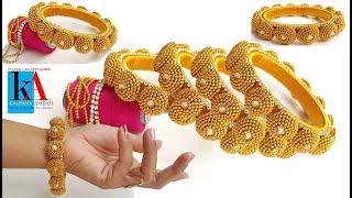 How to make Designer silk thread bangles with 1 hole donuts at home