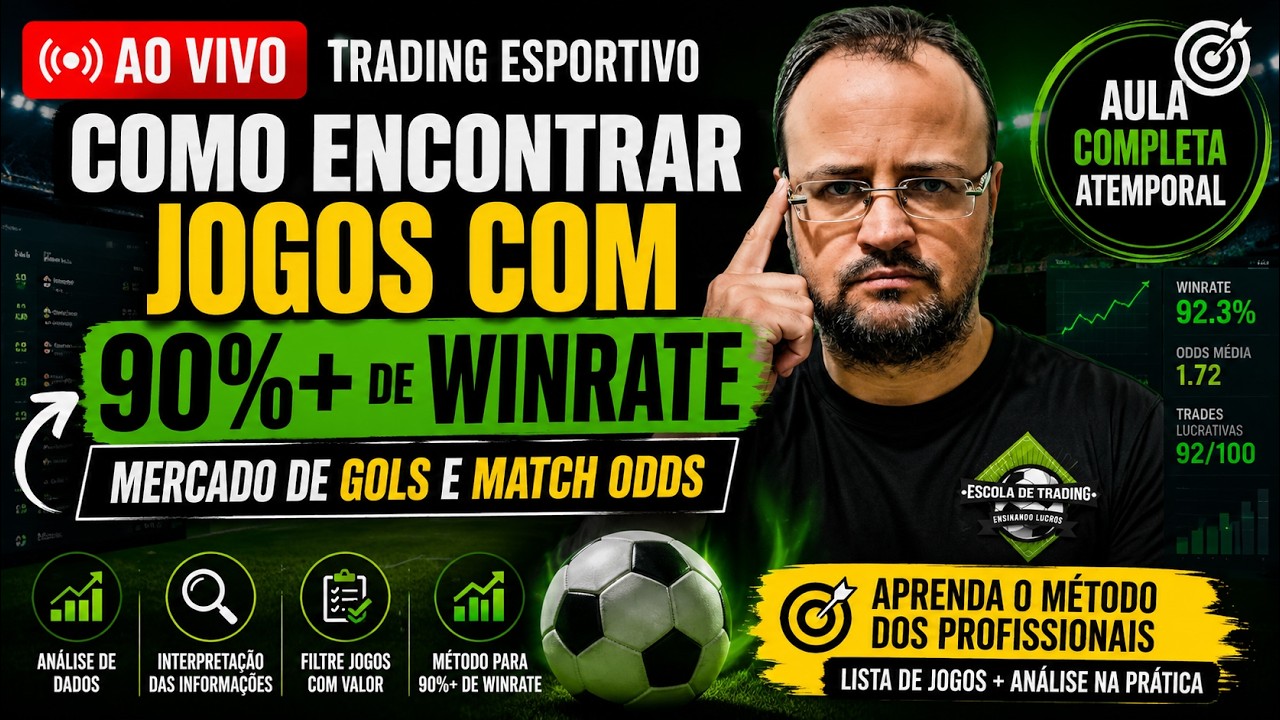 TRADING ESPORTIVO AO VIVO: Como Encontrar Jogos com 90%+ de Winrate | Mercado de Gols e Match Odds