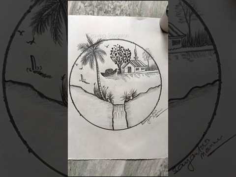 step by step beautiful landscape drawing #drawing #shorts #art #landscape #drawingsayantan