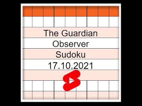 🔴#Shorts The Guardian | Observer Sudoku | Solution  | 17.10.2021