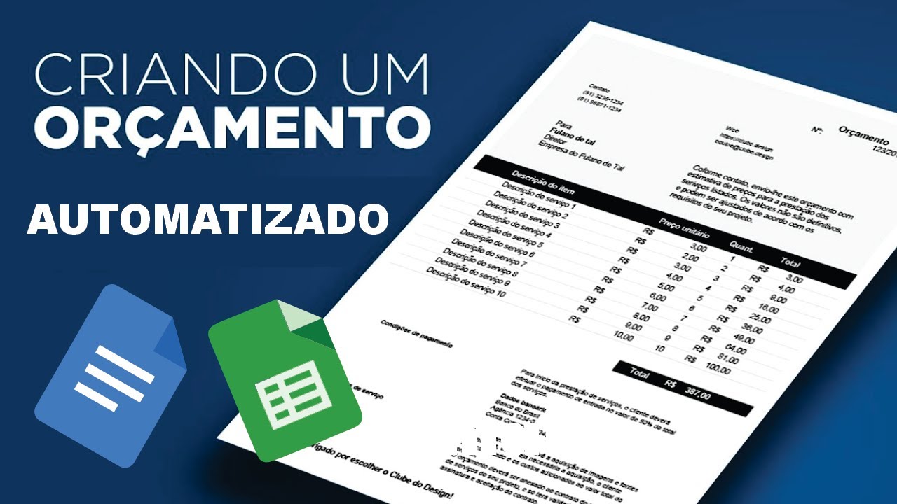 INTEGRANDO GOOGLE SHEETS AO DOCS - MODELO DE ORÇAMENTO AUTOMATIZADO