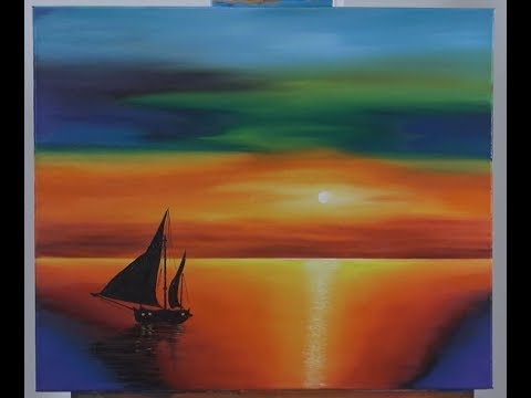 Art Lesson:  How to paint a Sunset Seascape with Traditional Oil Paint