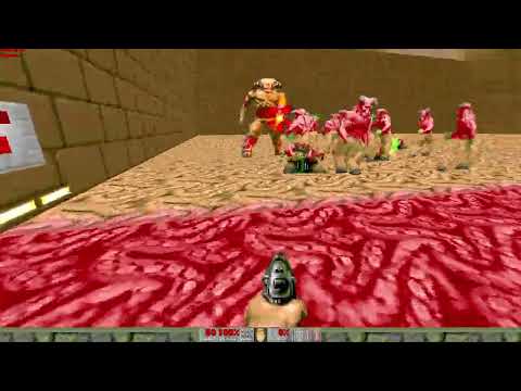 15 barons of hell vs 1 cyberdemon. Doom 2