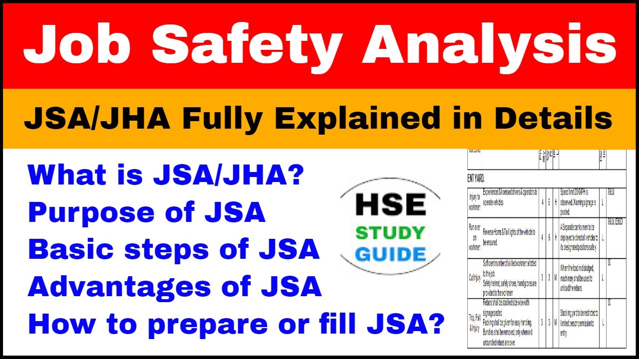 Job Safety Analysis (JSA) | JSA/JHA | Purpose/Basic Steps/Advantages/How to prepare or fill JSA
