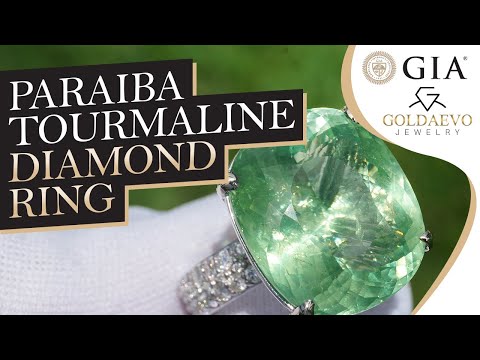 How gia certified natural Paraiba tourmaline ring 21 70ctw looks like in white gold 14k real no heat