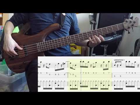 GrooveCell - Bass & Drum Grooves - funk_0026 (Video + Score) - 115 bpm - 4/4