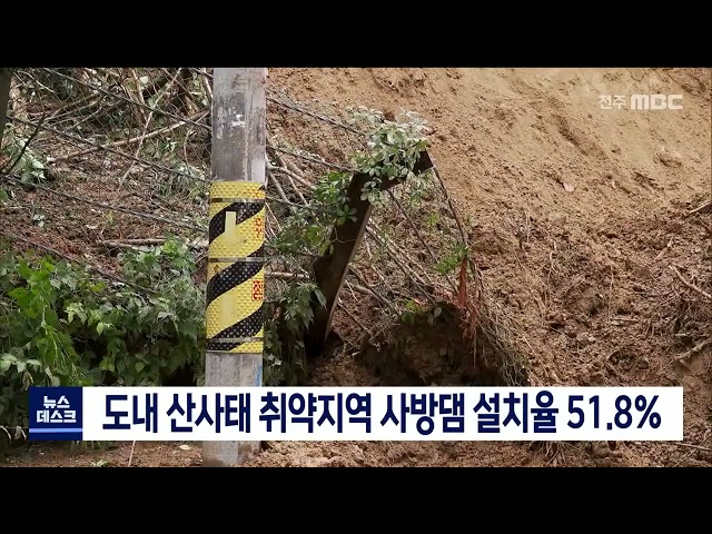 도내 산사태 취약지역 사방댐 설치율 51.8%