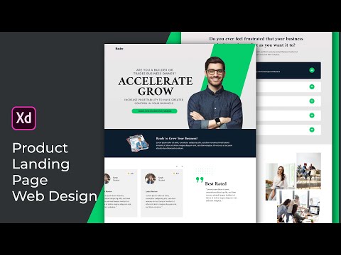 Product landing page web design in Adobe XD