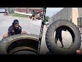 YOEL ROMERO FLIPS 100LBS TIRE IN DISPLAY OF FREAKISH STRENGTH! OLD MAN STRENGTH!