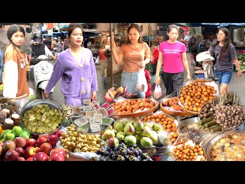 Amazing! Cambodian Traditional Market in the Morning - Routine Food & Lifestyle @ The Food Market