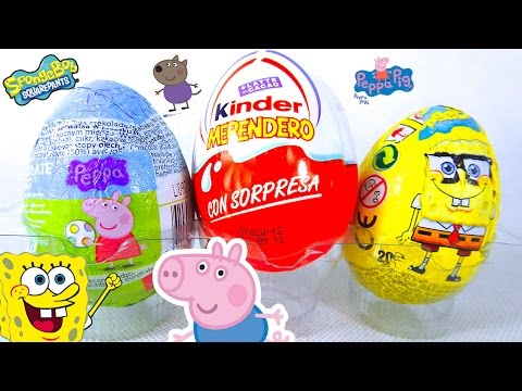 3 Surprise Eggs! Peppa Pig, SpongeBob, Kinder Joy - unboxing for chldren by TheSurpriseEggs Video