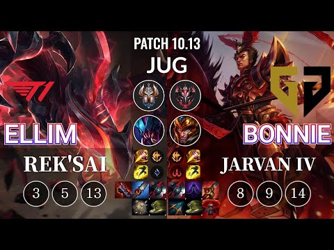 T1 Ellim Rek'Sai vs GEN Bonnie Jarvan IV Jungle - KR Patch 10.13