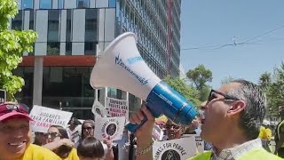 Hundreds protest for affordable housing in California
