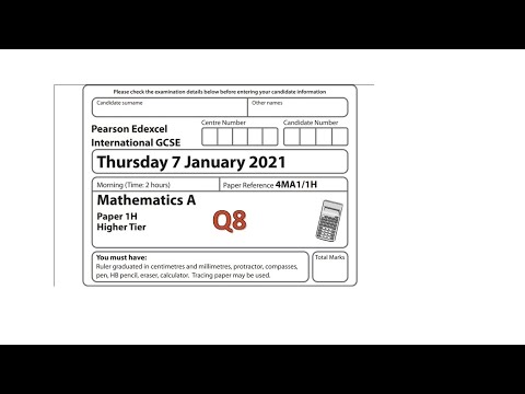 Q8 of paper 1H for the IGCSE paper exam of January 2021 Edexcel