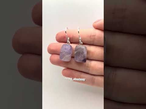 Подарок девушке Серьги серебро с натуральным камнем Флюорит природной формы в Подарочной коробочке - фото 1 - id-p2542024268