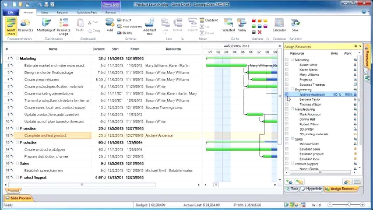 Advanced resource assignment in ConceptDraw PROJECT (Windows)