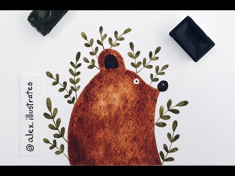 Watercolor Illustration Timelapse | Cute Bear
