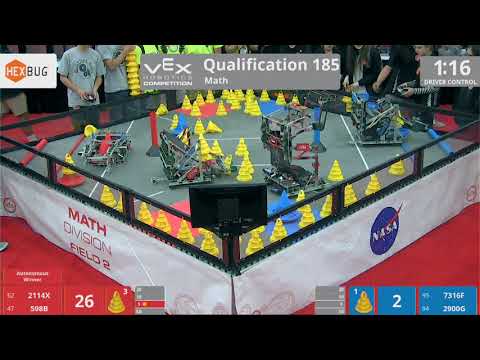 2018 VRC Math Q185 - 2114X 598B vs 7316F 2900G - 83 to 14