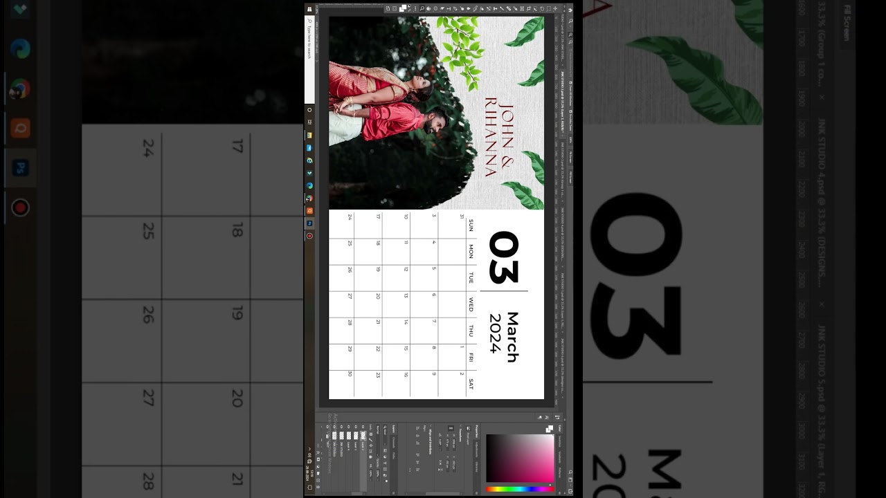 New Free Download Photo Calendar PSD l Wedding Calendar l Photoshop 2024 l Free PSD Download