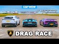 Lamborghini Urus v Aventador v Huracan: DRAG RACE!
