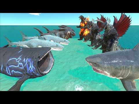 Aquatics Battle - Megalodon Team VS The Bloop Team - Animal Revolt Battle Simulator