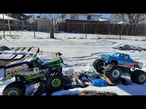 Losi LMT Grave Digger rtr & Wild Hair roller.  First Run/Snow Bash!!!