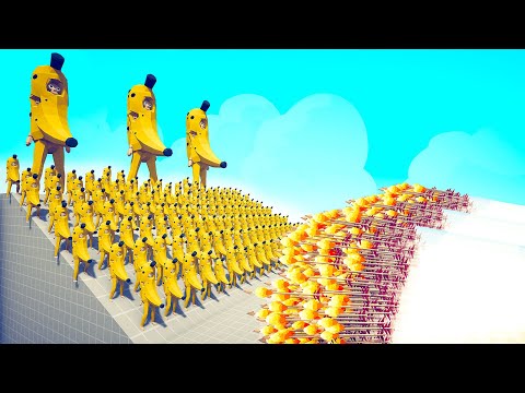 100x BANANA ARMY + GIANT vs 5x EVERY GOD - Totally Accurate Battle Simulator TABS