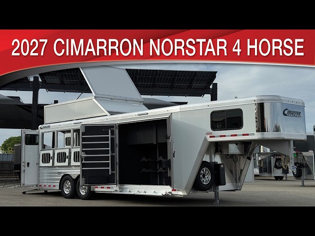 Preview image of 2027 Cimarron Norstar 4 Horse Gooseneck Trainer Trailer With Air Ride youtube video