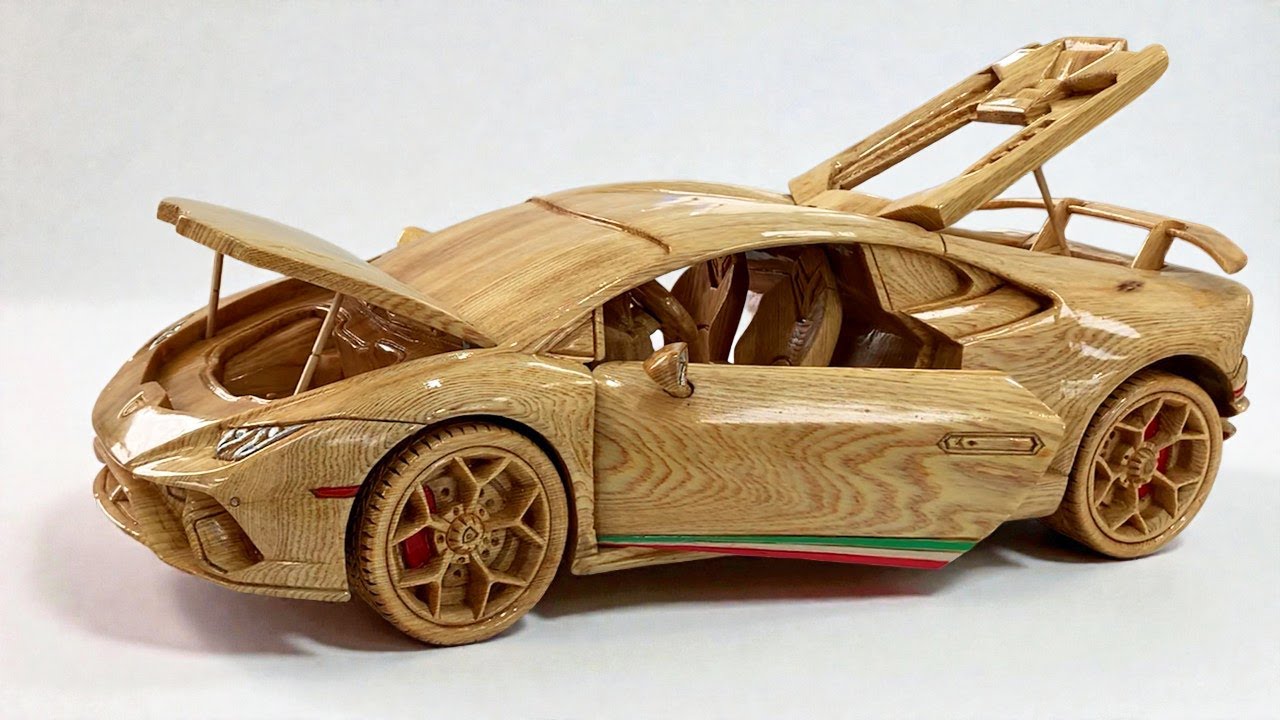 Carving a Lamborghini Huracán from Wood | ASMR Real Sound (No Music)