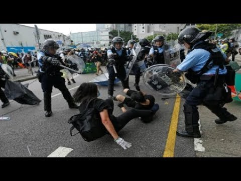 Communist China backed Hong Kong Government Riot Police attack peaceful demonstrators July 2019 Video