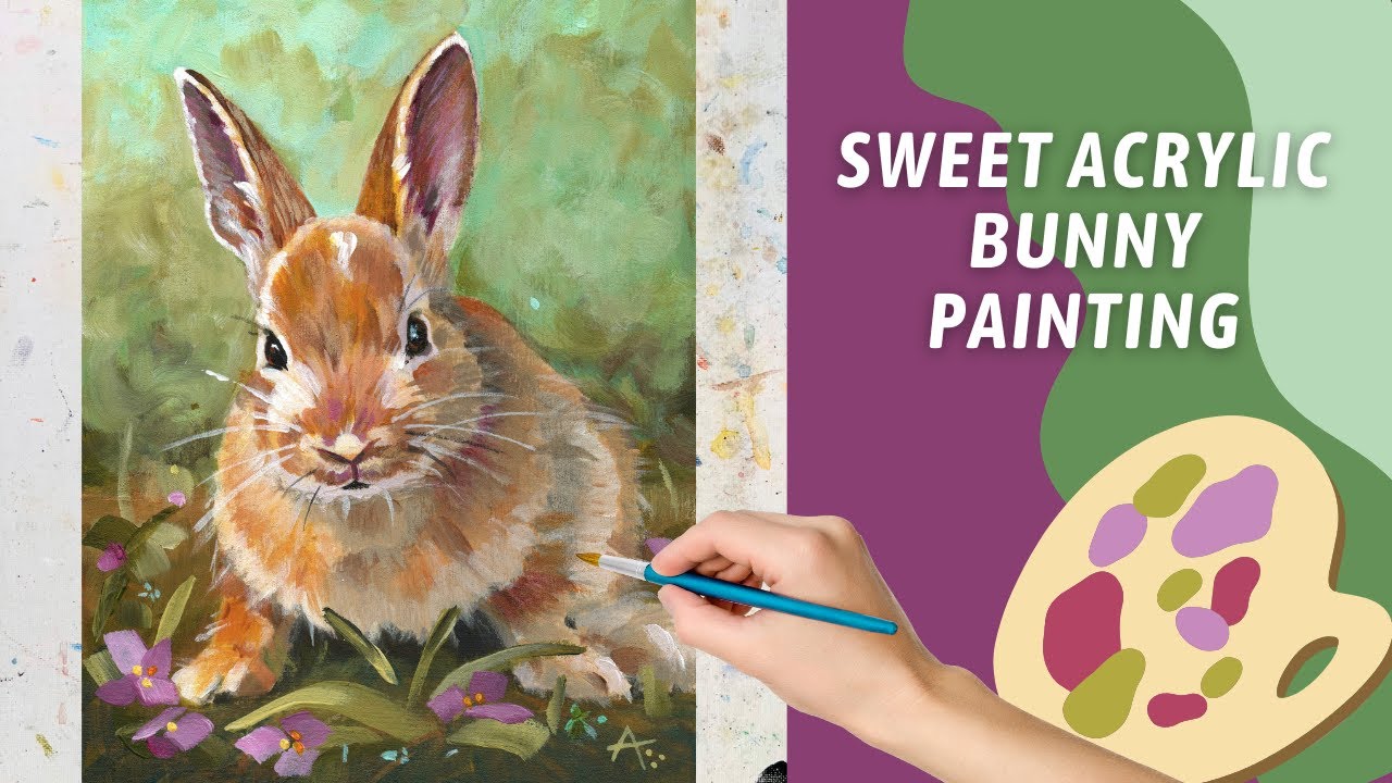 CUTE Bunny Rabbit Acrylic Painting! Tips and Tricks for Acrylic Painting! adorable Rabbit painting!