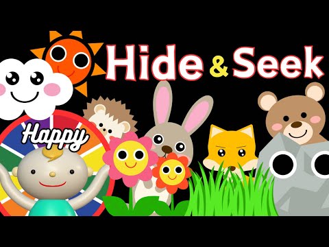 Baby Sensory.【Hide and Seek】🌳🦊🌳🐰🌳🐿️High contrast animation with cute sounds. Calm baby. ＃BabySensory