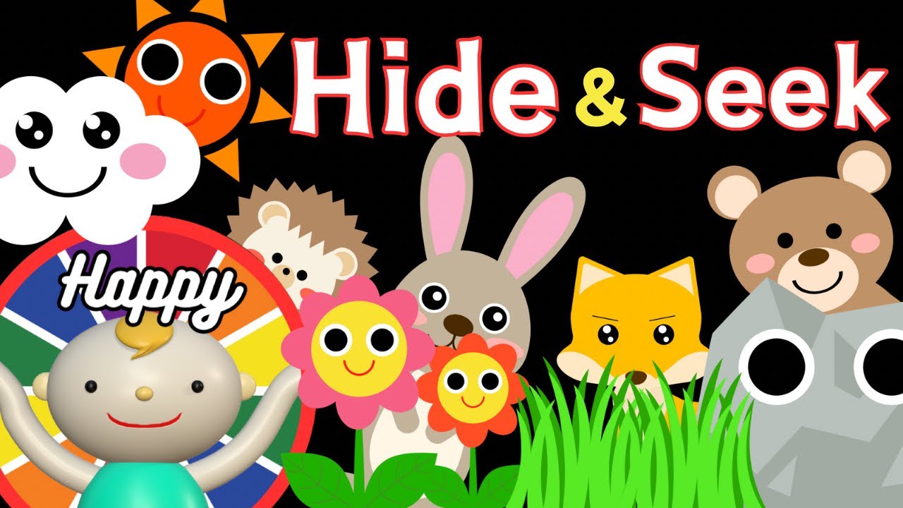 Baby Sensory.【Hide and Seek】🌳🦊🌳🐰🌳🐿️High contrast animation with cute sounds. Calm baby. ＃BabySensory