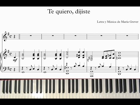 Te Quiero Dijiste. Maria Grever (Acompañamiento de piano/Piano accompaniment). Score. Karaoke