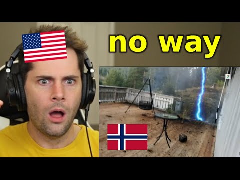 Norwegian Man Films Lightning That Strikes 5 Meters Away | American Reaction
