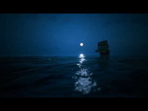 Full Moon Ocean Night 🌙 | Calm Waves & Boat Ambience for Sleep | Quiet Moon
