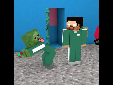 When Zombie and Herobrine Plays The Squid Game Marbles | Monster School Minecraft Animations