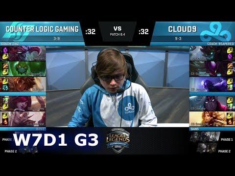 CLG vs Cloud 9 | Week 7 Day 1 of S8 NA LCS Spring 2018 | CLG vs C9 W7D1 G3