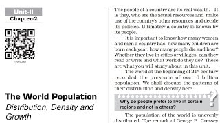 The world population distribution density and growth NCERT chapter 2 (class 12 geography)
