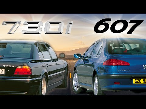 Acceleration battle between the iconic E38 730i V8 218hp and the  Peugeot 607 3.0i V6 207hp