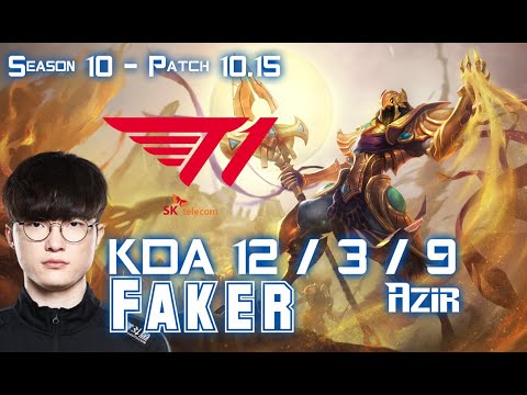 T1 Faker AZIR vs AKALI Mid - Patch 10.15 KR Ranked